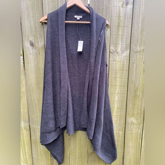 Ann Taylor Sleeveless Drapey Long Line Cardigan Summer Sweater New Silent Luxury - Picture 1 of 4